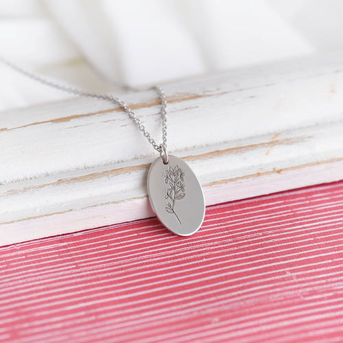 Personalisierter Anhänger aus Silber mit Gravur einer Blume Ihrer Wahl Daisy