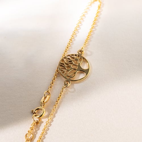 Goldenes Fußkettchen mit Lebensbaum Hope