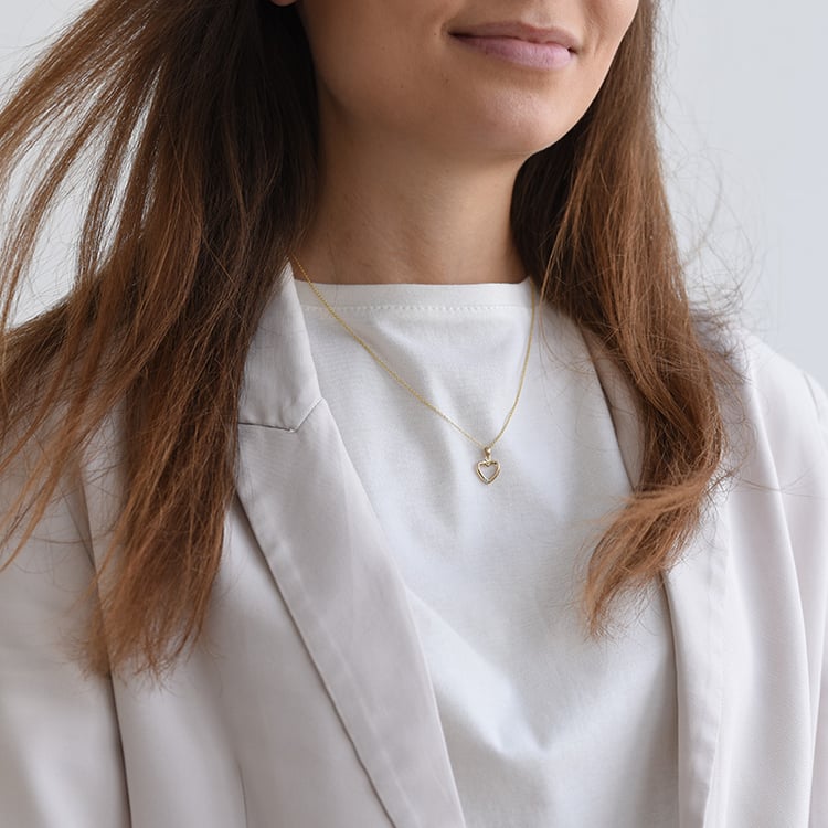 Silberner Kettenanhänger in Herzform mit Diamanten Lake 73288