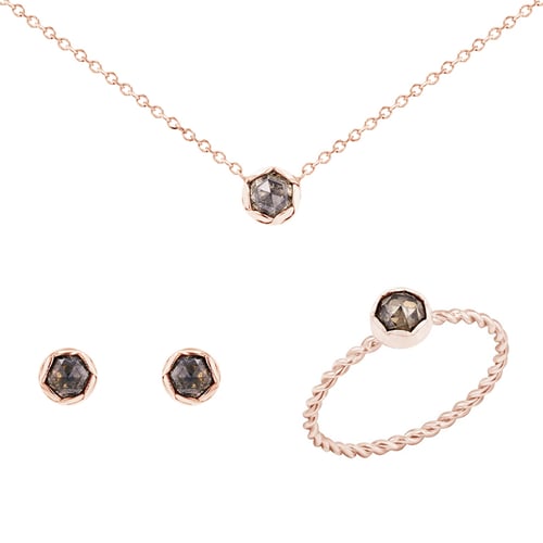 Vintage Schmuck-Set mit Salt and Pepper Diamanten Kieren
