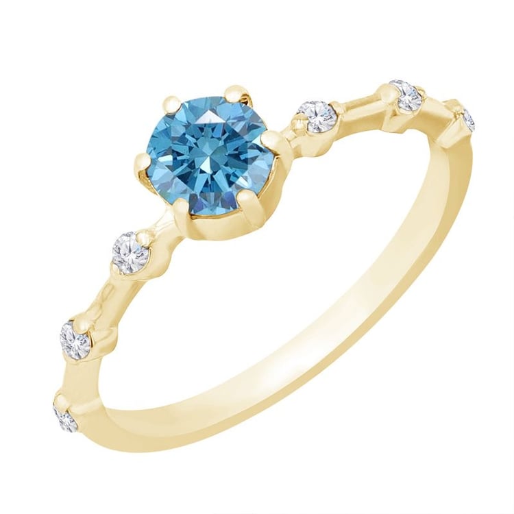 Ring mit einem zertifizierten fancy blauen Lab Grown Diamanten und weißen Lab Grown Diaman 118317