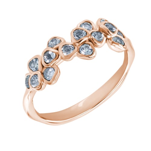 Goldring mit Aquamarinblüten Washi