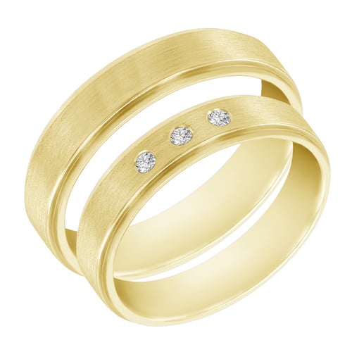 Goldene Eheringe mit drei Diamanten Xoana