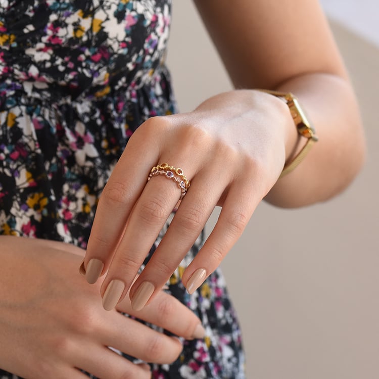 Vergoldeter Silber-Ring mit Citrin 3/4 besetzt Joslyn 71961