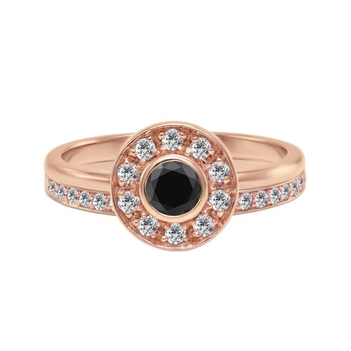 Verlobungsring Set mit schwarzem Diamant Eyva
