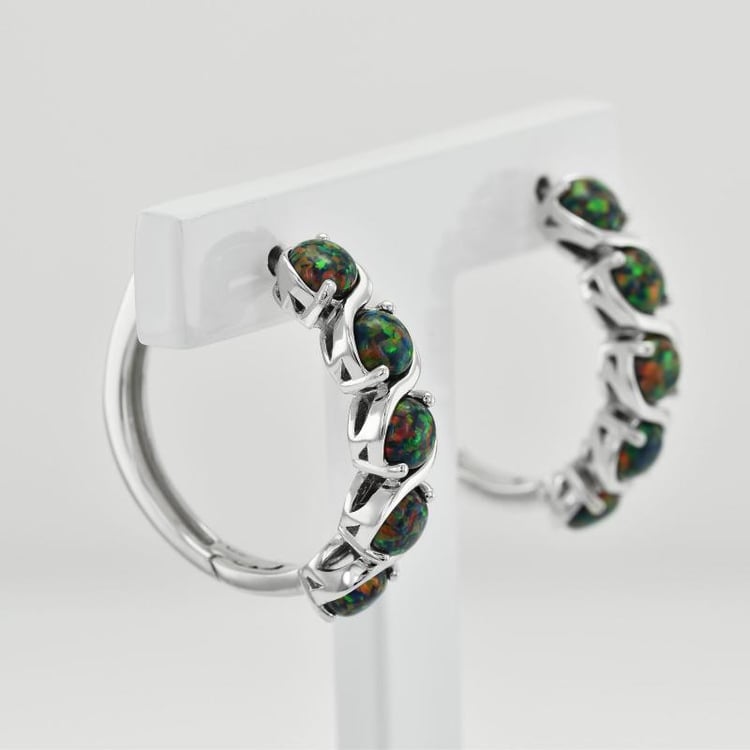 Silberne Ohrringe mit schwarzen Opalen Stefan 35753