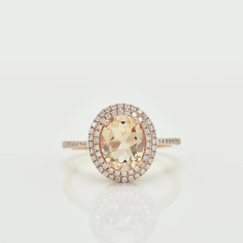 Goldener Ring mit Morganit und Diamanten Danae