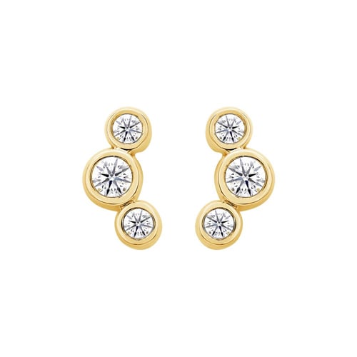 Moderne goldene Ohrringe mit runden Lab Grown Diamanten Ebba