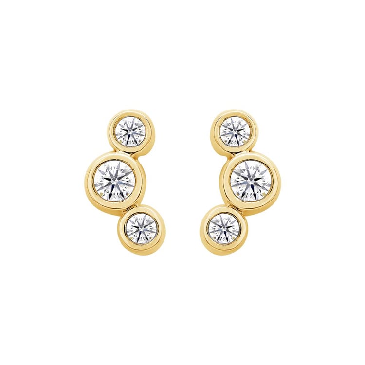 Moderne goldene Ohrringe mit runden Lab Grown Diamanten Ebba