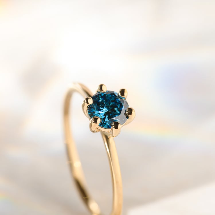 Verlobungsring mit zertifiziertem fancy blue Diamanten Birdie 140482