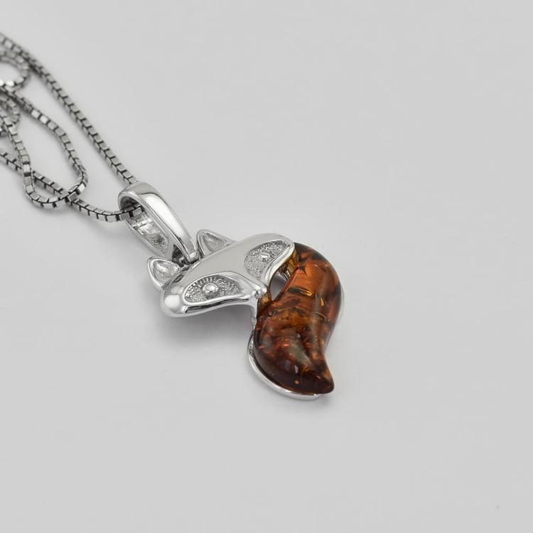 Bernstein Anhänger aus Silber in Form eines Fuchses Fox 36913