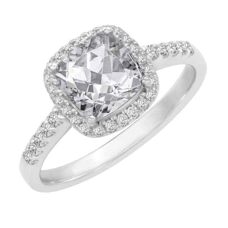 Goldener Verlobungsring mit Topas und Diamanten Azha 29489