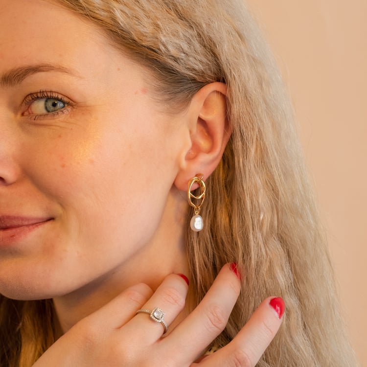 Vergoldete Ohrringe mit Perlen Ismael 101255