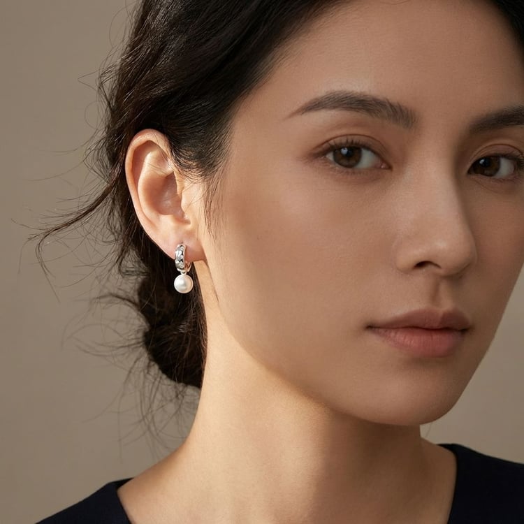 Strieborné minimalistické visiace náušnice s perlou a zirkóny Azad 166304