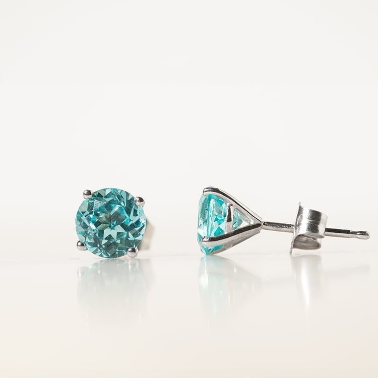 Goldene Ohrstecker mit rundem Lab Grown Paraiba Turmalin Ayla 136845