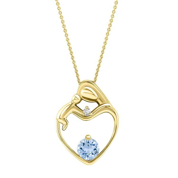 Anhänger Mutter und Kind mit Aquamarine und Diamant Ella