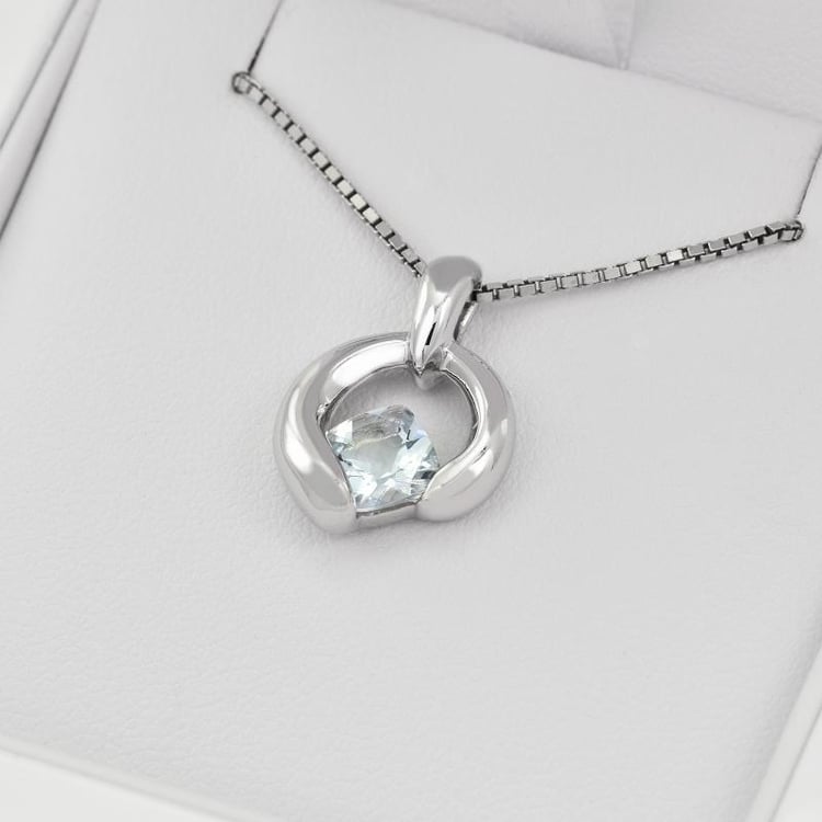 Silberne Umlaufbahn mit Aquamarin in der Mitte Starcley 28608