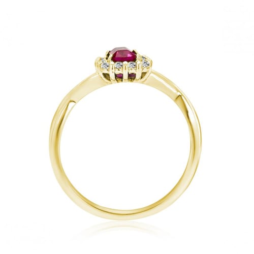 Zarter Goldring mit Diamanten und Saphir im Smaragdschliff Hali