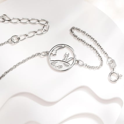 Silbernes Armband mit einem geschnitzten Fuchs Der Kleine Prinz