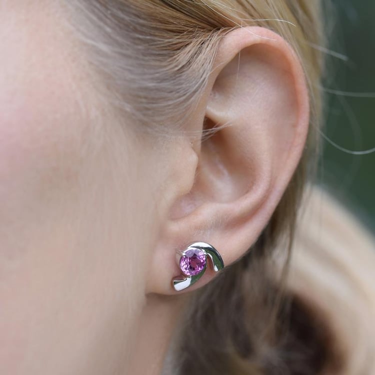Silberne Ohrringe mti rosa Saphiren Labrinah 13880