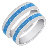 Goldene Eheringe mit blauer Opalfüllung Sariah