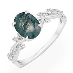 Bezaubernder Ring mit Moosachat und Moissaniten Abdula