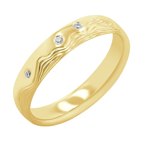 Eheringe mit von Hand gravierten Wellen und Diamanten Laurien