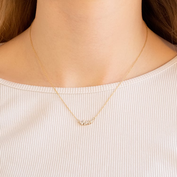 Goldene Cluster-Kette mit Diamanten Kianna 100959