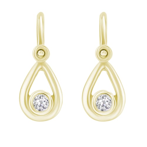 Goldene Kinderohrringe in Tropfenform mit Lab Grown Diamanten Cinderella