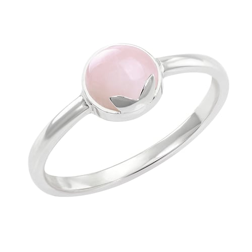 Goldener Ring mit Cabochon-Rosenquarz Yana
