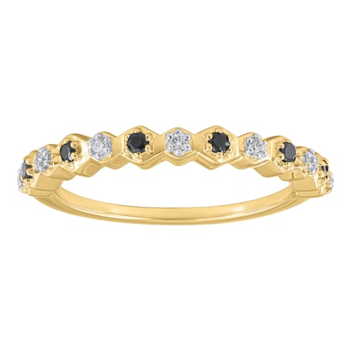Half-Eternity-Ring aus Gold mit schwarzen und weißen Lab Grown Diamanten Tariq