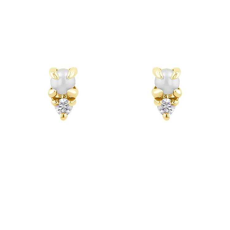 Goldene Ohrstecker mit Perlen und Lab Grown Diamanten Clarice