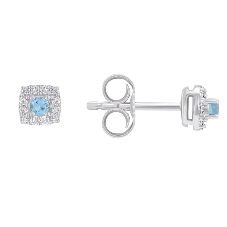 Silberne Ohrstecker mit Aquamarin und Lab Grown Diamanten Sukie 104102