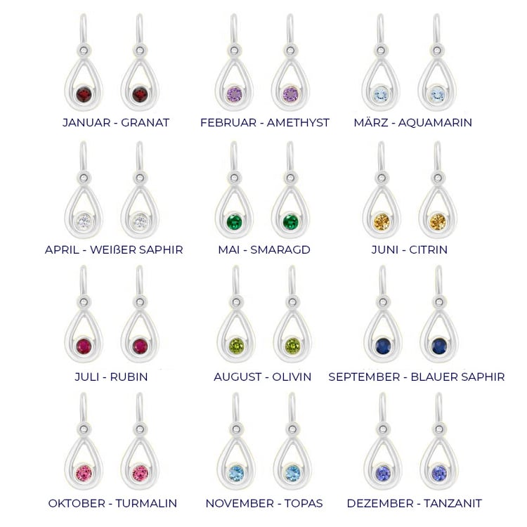 Goldene Kinderohrringe im Tropfenform mit Edelstein Ihrer Wahl Cinderella 74472