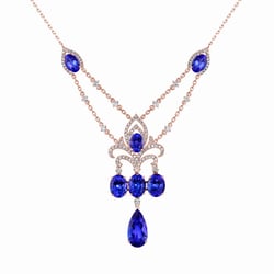 Halskette mit Tansaniten und Diamanten Noeti