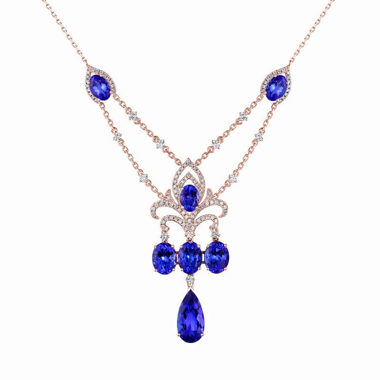 Halskette mit Tansaniten und Diamanten Noeti