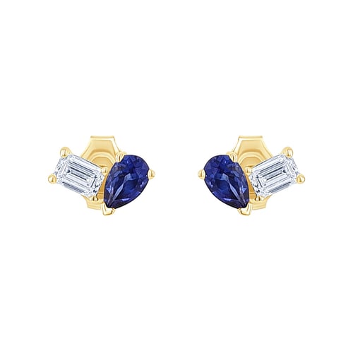 Toi et Moi Ohrstecker mit Lab Grown Diamant und Saphir Aroha