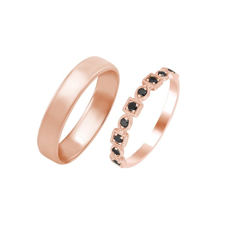 Goldener Diamantring und goldener Komfort-Ring Zinnober