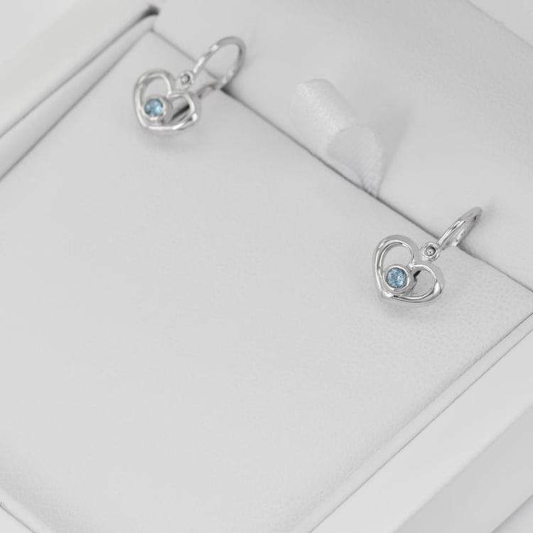 Goldene Kinderohrringe in Herzform mit Edelstein Ihrer Wahl Ariel 38444