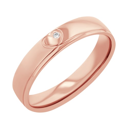 Goldene Eheringe mit einem Herzen und einem Diamanten Maline