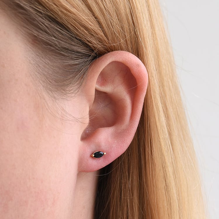 Minimalistische silberne Ohrringe mit schwarzem Onyx Andine 78867