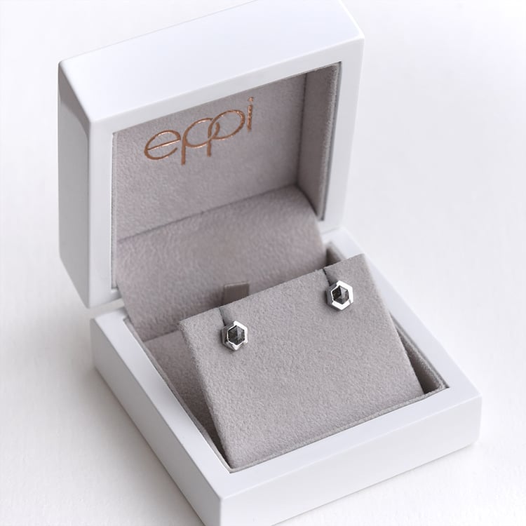 Goldene Ohrringe mit Salt and Pepper Diamanten Jenkin 74219