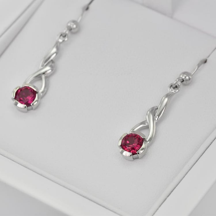 Silberne Ohrringe mit Rubinen Cyrus 22465