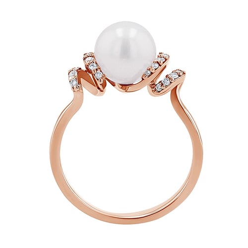 Goldring mit Perle und Diamanten Geeta