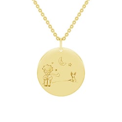Goldener Anhänger Der Kleine Prinz mit Fuchs und Gravur