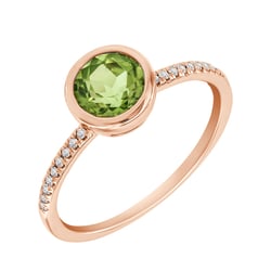 Strahlender Goldring mit Olivin und Diamanten Nyusha