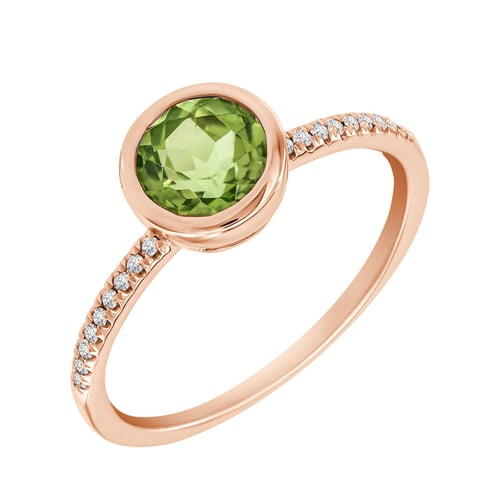 Strahlender Goldring mit Olivin und Diamanten Nyusha