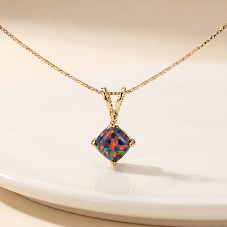 Anhänger in Gold mit schwarzem Opal in Kissenform Rafyna 170099