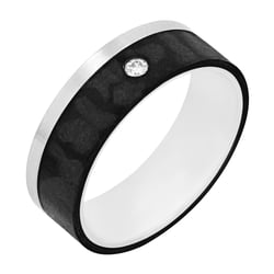 Ring aus Carbon und Silber mit Zirkonia Adidan