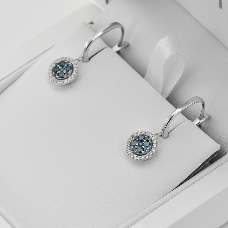 Glänzende Goldohrhänger mit blauen Diamanten Manoeta 34062